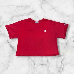 Champion Cropped T-Shirt | Vintage Feel | Red | Size M